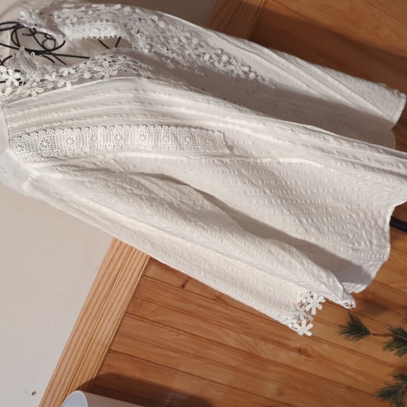 Bohemian Lace Crochet Top Blouse White Beach Pool Women's Size XL Gorgeous NICE - Picture 5 of 12